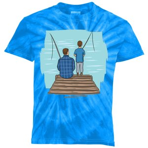 Father And Son Fishing Kids Tie-Dye T-Shirt