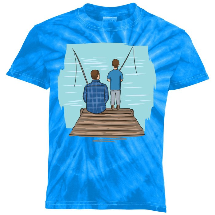 Father And Son Fishing Kids Tie-Dye T-Shirt