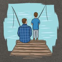 Father And Son Fishing Cotton Canvas Backpack