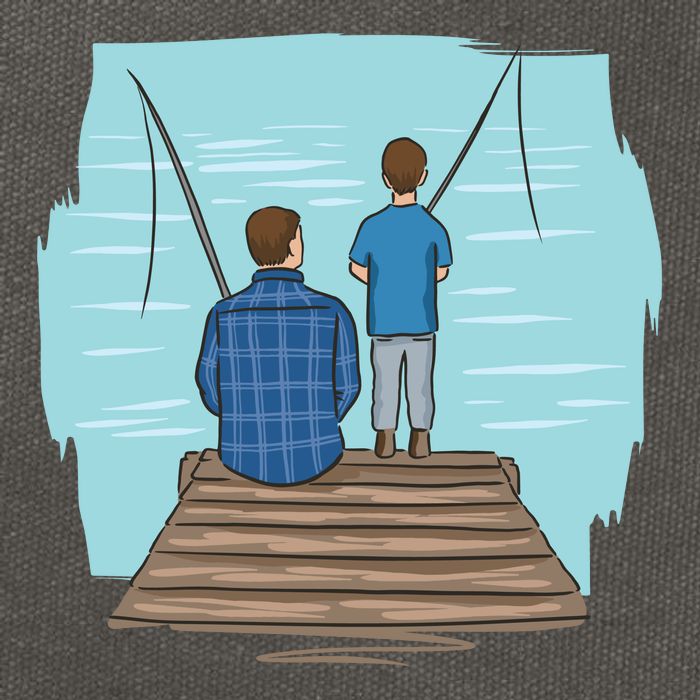 Father And Son Fishing Cotton Canvas Backpack