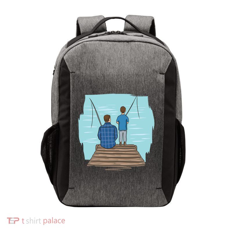 Father And Son Fishing Vector Backpack