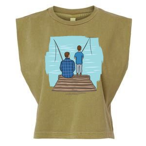 Father And Son Fishing Garment-Dyed Women's Muscle Tee