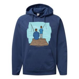 Father And Son Fishing Performance Fleece Hoodie