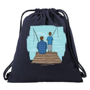 Father And Son Fishing Drawstring Bag