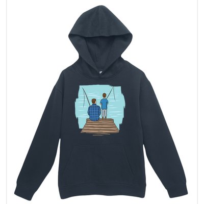 Father And Son Fishing Urban Pullover Hoodie