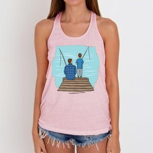 Father And Son Fishing Women's Knotted Racerback Tank