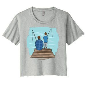 Father And Son Fishing Women's Crop Top Tee