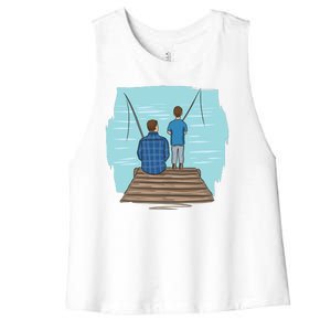 Father And Son Fishing Women's Racerback Cropped Tank