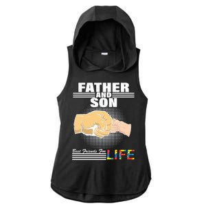 Father And Son Friends For Life Autism Awareness Ladies PosiCharge Tri-Blend Wicking Draft Hoodie Tank