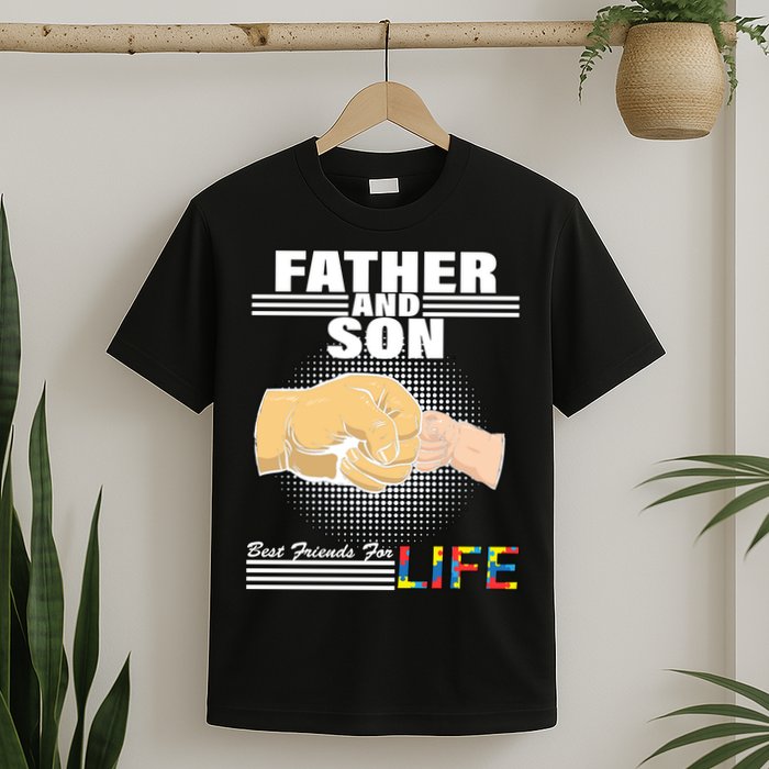 Father And Son Friends For Life Autism Awareness T-Shirt