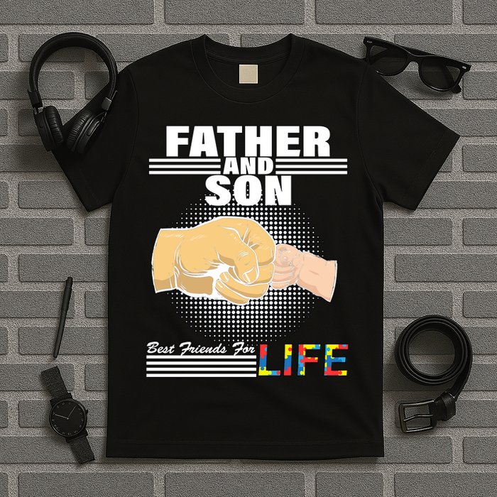 Father And Son Friends For Life Autism Awareness T-Shirt