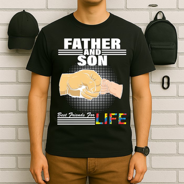 Father And Son Friends For Life Autism Awareness T-Shirt