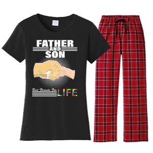 Father And Son Friends For Life Autism Awareness Women's Flannel Pajama Set