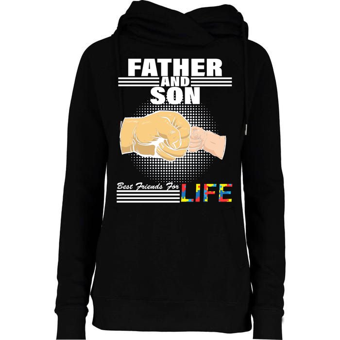 Father And Son Friends For Life Autism Awareness Womens Funnel Neck Pullover Hood