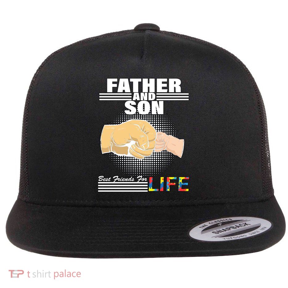 Father And Son Friends For Life Autism Awareness Flatbill Hat
