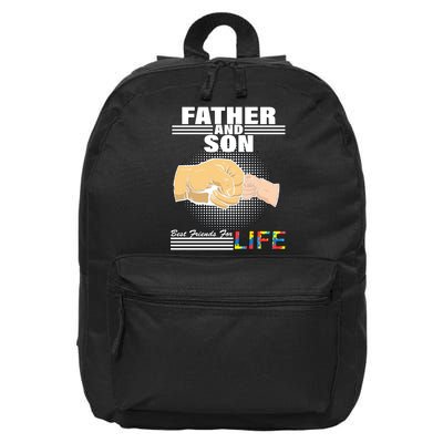 Father And Son Friends For Life Autism Awareness 16 in Basic Backpack