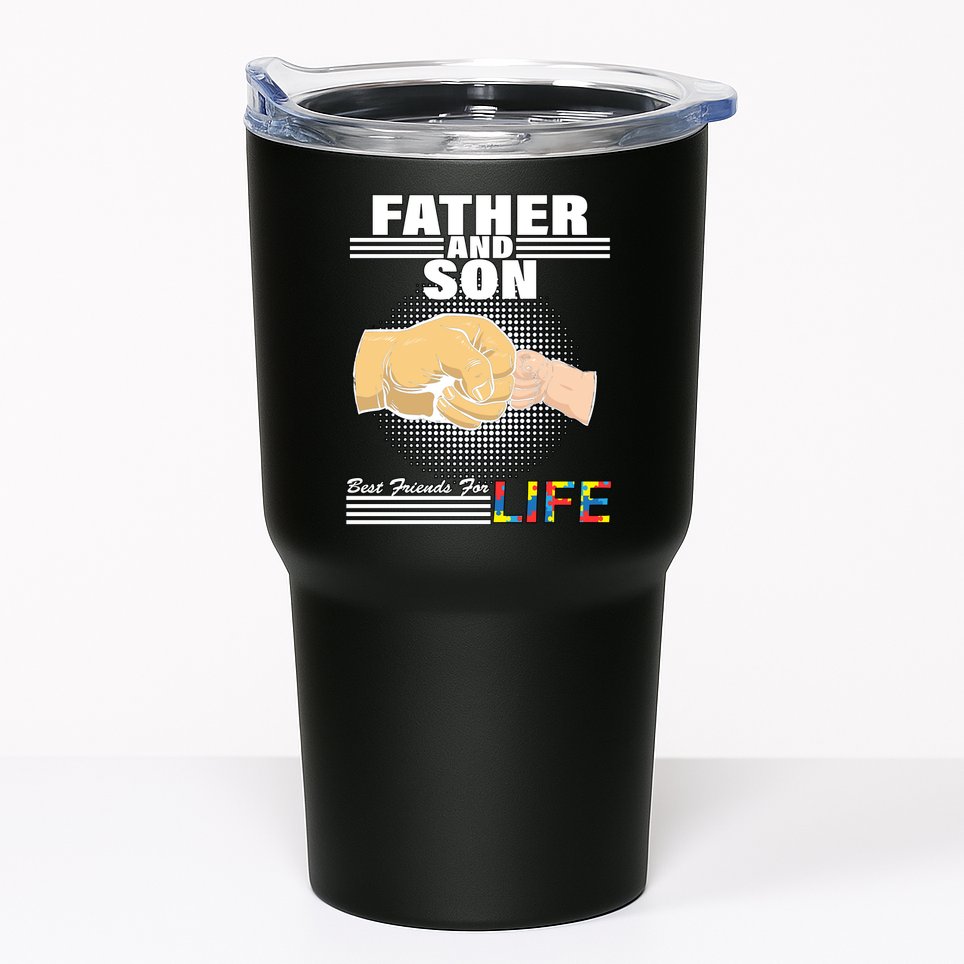Father And Son Friends For Life Autism Awareness Tumbler