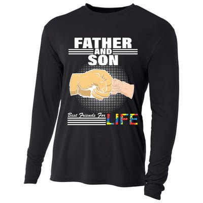 Father And Son Friends For Life Autism Awareness Cooling Performance Long Sleeve Crew