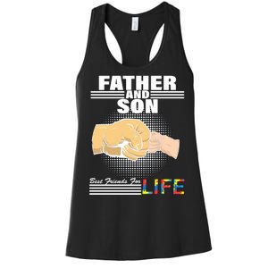 Father And Son Friends For Life Autism Awareness Women's Racerback Tank