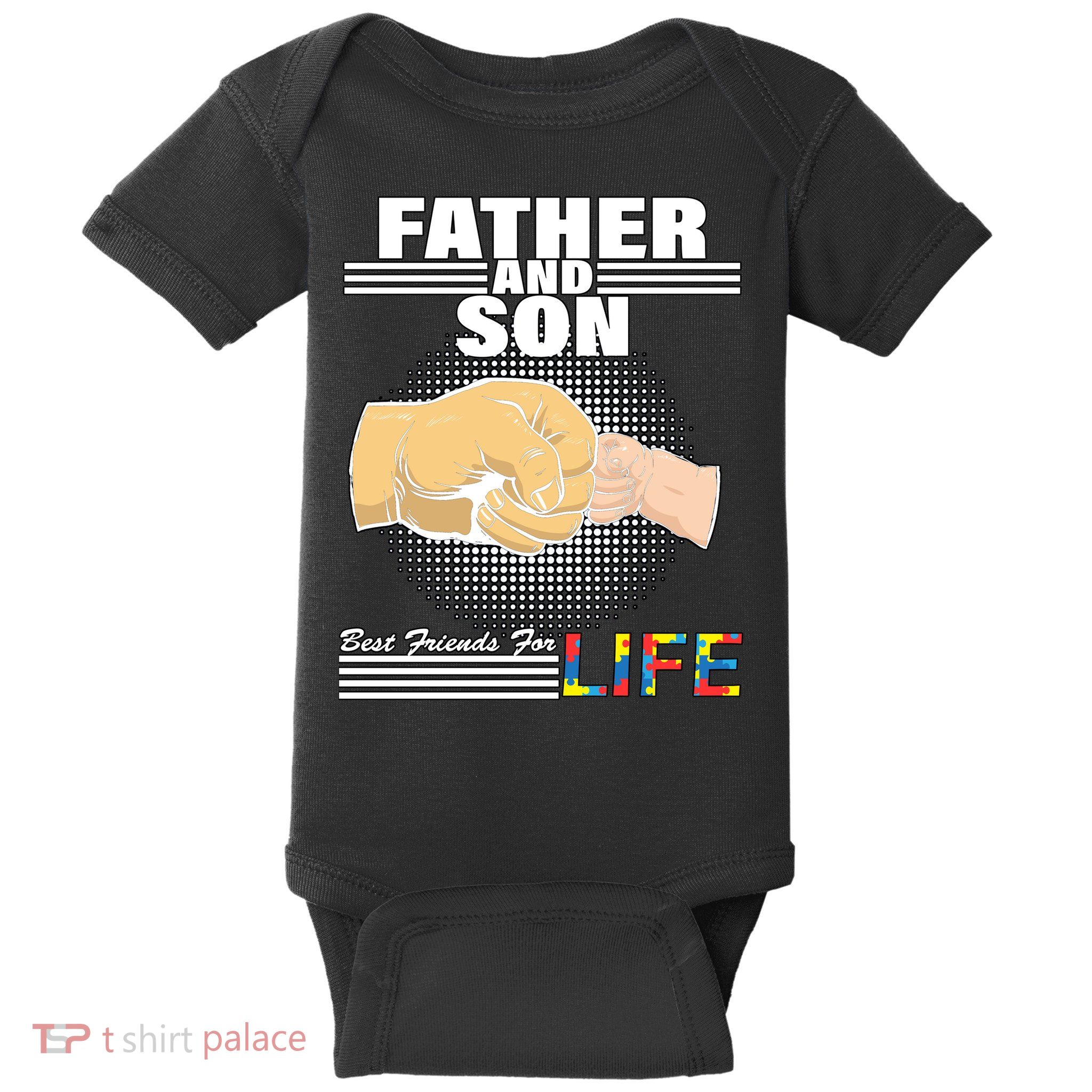 Father And Son Friends For Life Autism Awareness Baby Bodysuit