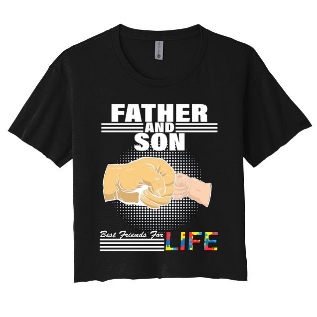Father And Son Friends For Life Autism Awareness Crop Top
