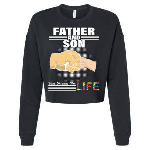 Father And Son Friends For Life Autism Awareness Cropped Pullover Crew