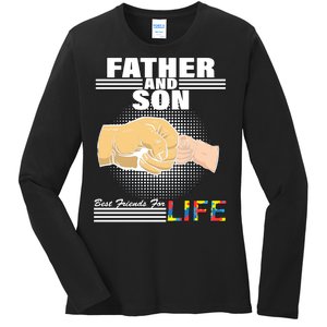 Father And Son Friends For Life Autism Awareness Ladies Long Sleeve Shirt