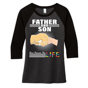 Father And Son Friends For Life Autism Awareness Women's Tri-Blend 3/4-Sleeve Raglan Shirt