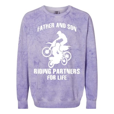 Father And Son Riding Partners For Life Motocross Colorblast Crewneck Sweatshirt