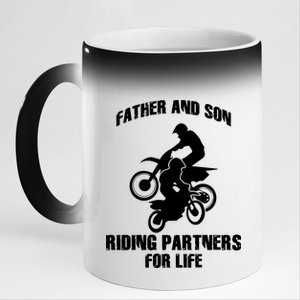 Father And Son Riding Partners For Life Motocross 11oz Black Color Changing Mug