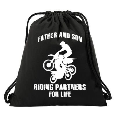 Father And Son Riding Partners For Life Motocross Drawstring Bag