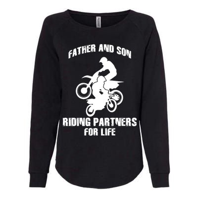 Father And Son Riding Partners For Life Motocross Womens California Wash Sweatshirt