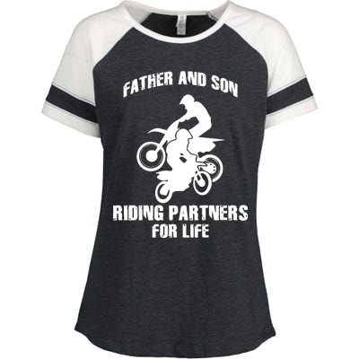 Father And Son Riding Partners For Life Motocross Enza Ladies Jersey Colorblock Tee