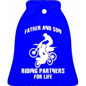 Father And Son Riding Partners For Life Motocross Ceramic Bell Ornament