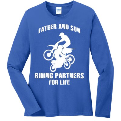 Father And Son Riding Partners For Life Motocross Ladies Long Sleeve Shirt