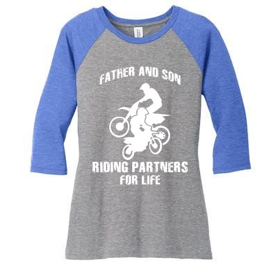 Father And Son Riding Partners For Life Motocross Women's Tri-Blend 3/4-Sleeve Raglan Shirt