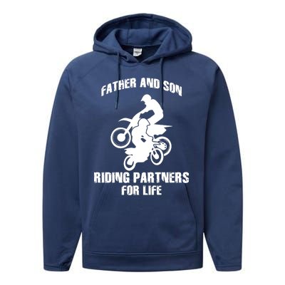 Father And Son Riding Partners For Life Motocross Performance Fleece Hoodie