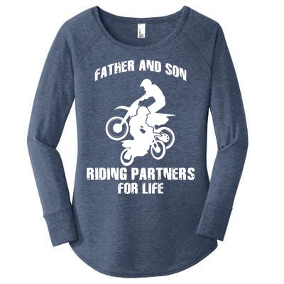 Father And Son Riding Partners For Life Motocross Women's Perfect Tri Tunic Long Sleeve Shirt