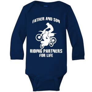 Father And Son Riding Partners For Life Motocross Baby Long Sleeve Bodysuit