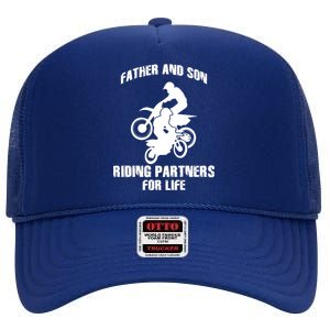 Father And Son Riding Partners For Life Motocross High Crown Mesh Back Trucker Hat