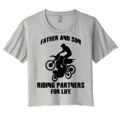 Father And Son Riding Partners For Life Motocross Women's Crop Top Tee