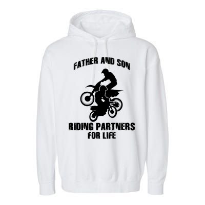 Father And Son Riding Partners For Life Motocross Garment-Dyed Fleece Hoodie