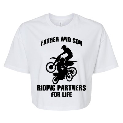 Father And Son Riding Partners For Life Motocross Bella+Canvas Jersey Crop Tee