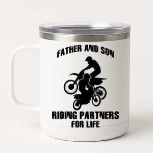 Father And Son Riding Partners For Life Motocross 12 oz Stainless Steel Tumbler Cup