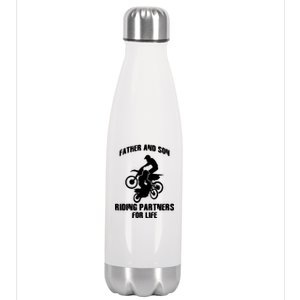 Father And Son Riding Partners For Life Motocross Stainless Steel Insulated Water Bottle