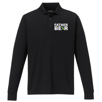 Father Bear Down Syndrome Awareness Performance Long Sleeve Polo