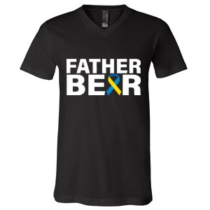 Father Bear Down Syndrome Awareness V-Neck T-Shirt