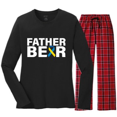 Father Bear Down Syndrome Awareness Women's Long Sleeve Flannel Pajama Set 