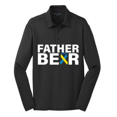 Father Bear Down Syndrome Awareness Silk Touch Performance Long Sleeve Polo