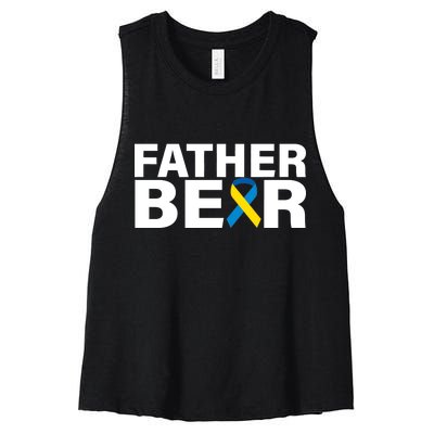 Father Bear Down Syndrome Awareness Women's Racerback Cropped Tank